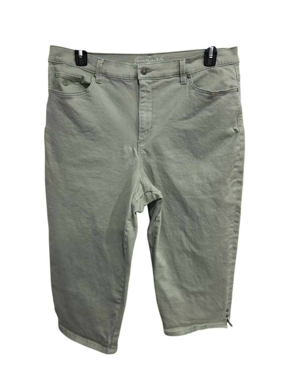 Gloria Vanderbilt 16 Capri Pants Sage Green Slimming Cotton Blend Modern Organic